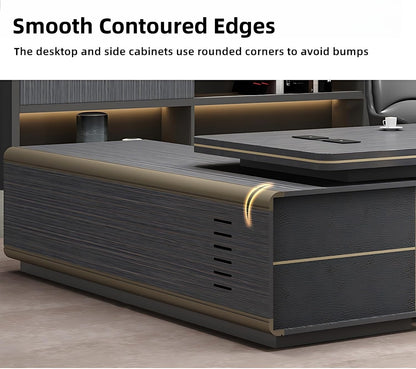 Aihm-Lon Spacious Executive Desk with Drawers 78.7"-141.7"