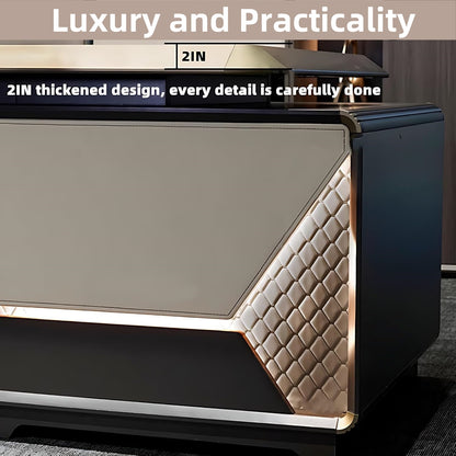Aihm-Lon Luxury Executive Desk with Champagne Unique Pattern 78.7"-141.7"