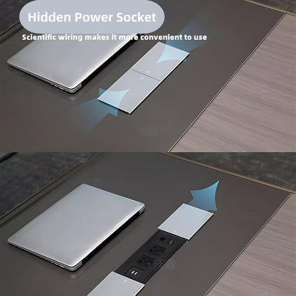 Aihm-Lon Luxury Executive Desk with Champagne Unique Pattern 78.7"-141.7"