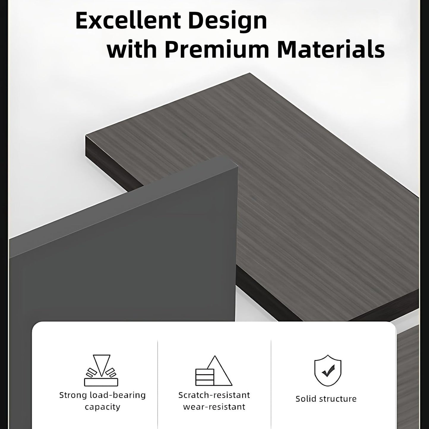 Aihm-Lon Unique Executive Desk with Black Minimalist Design 78.7"-141.7"