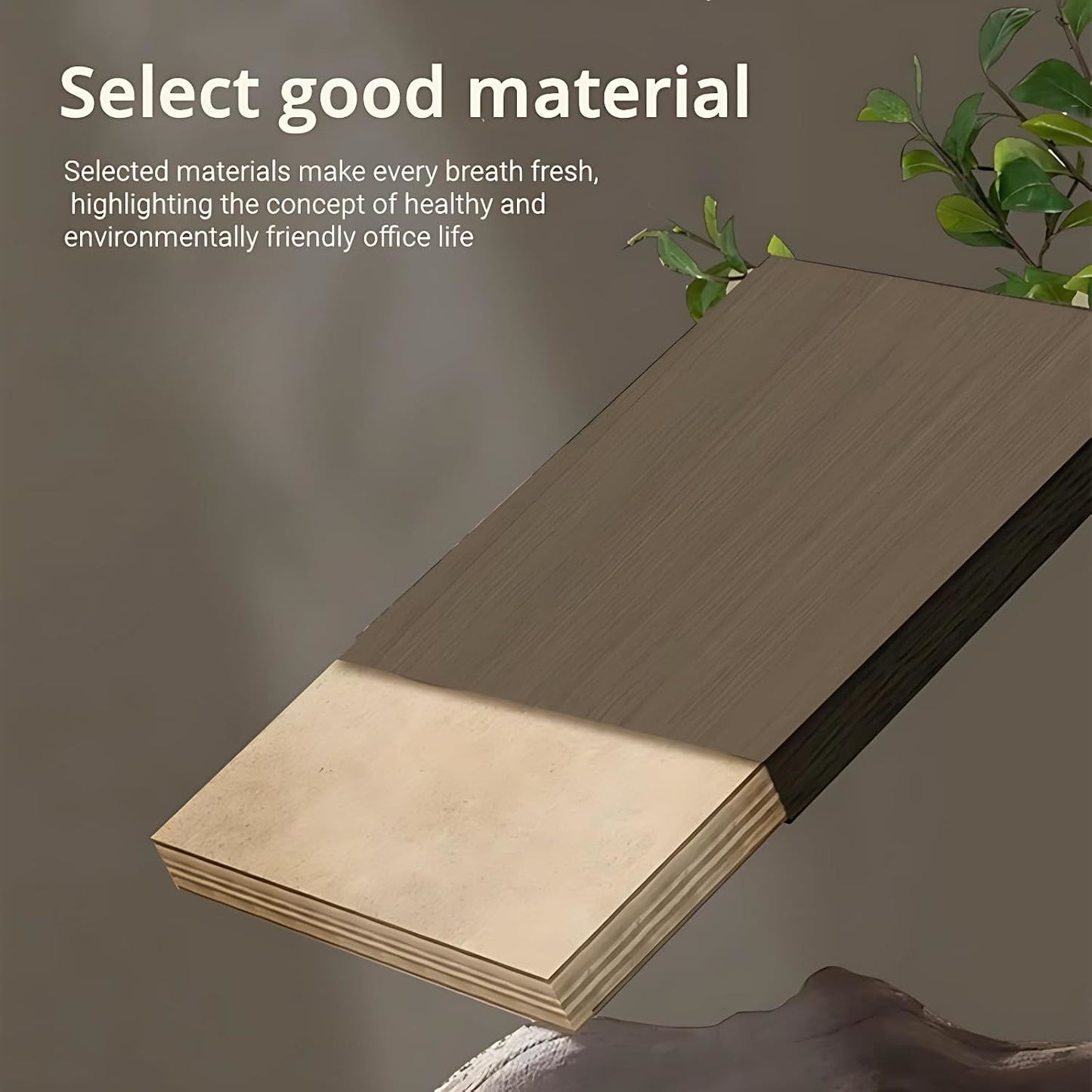 Aihm-Lon Beige Executive Desk with Elegant & Luxe Minimalism 78.7"-141.7"