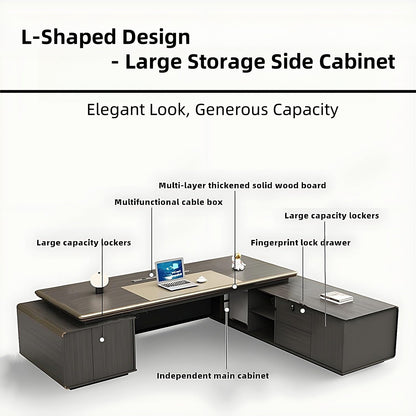 Aihm-Lon Advanced Executive Desk with Exquisite Aluminum Alloy Edging 78.7"-141.7"