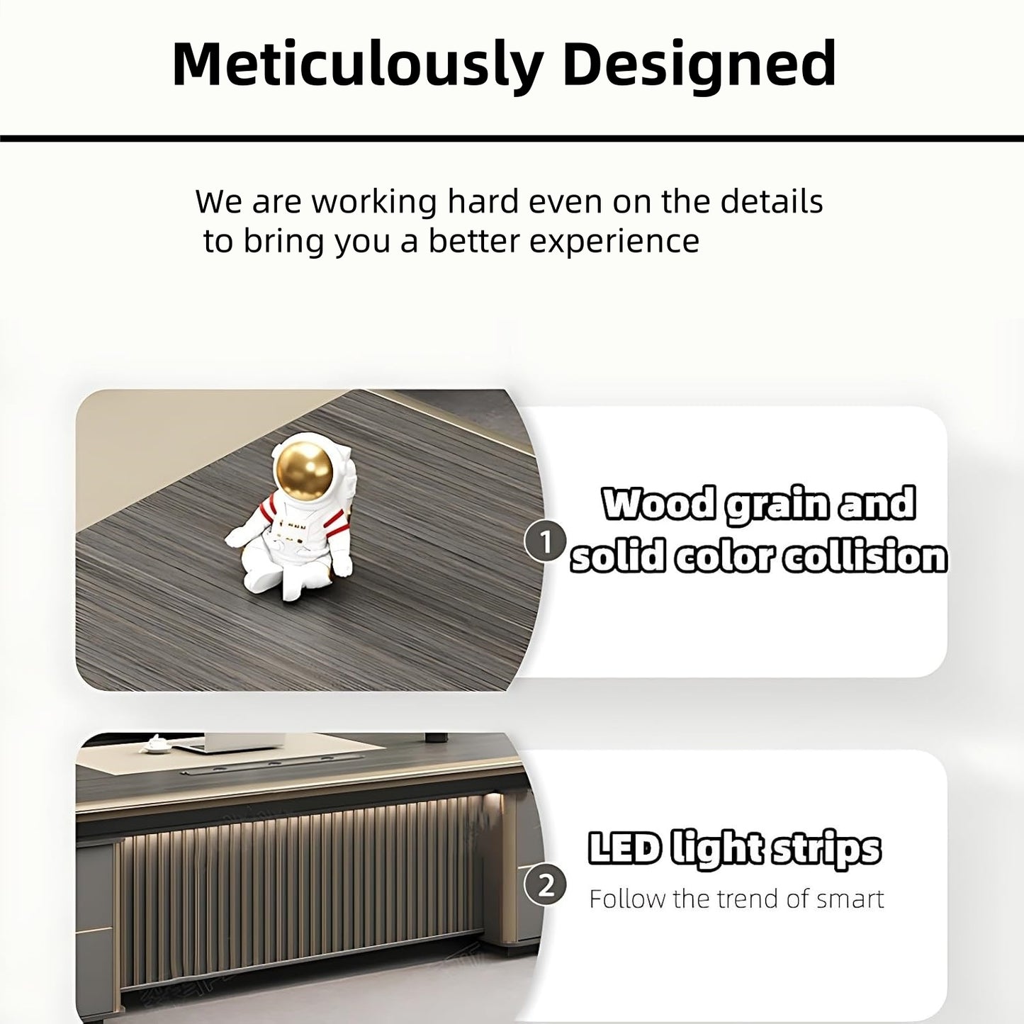 Aihm-Lon Advanced Executive Desk with Exquisite Aluminum Alloy Edging 78.7"-141.7"