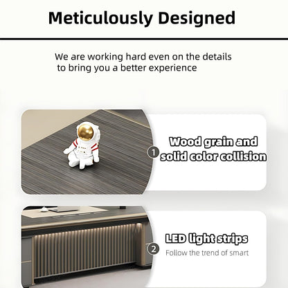 Aihm-Lon Advanced Executive Desk with Exquisite Aluminum Alloy Edging 78.7"-141.7"