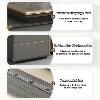 Aihm-Lon Advanced Executive Desk with Exquisite Aluminum Alloy Edging 78.7"-141.7"