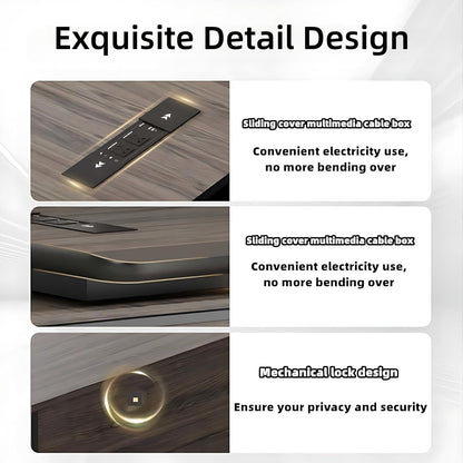 Aihm-Lon Corner Executive Desk with Thick Wooden Tabletop LED Light 78.7"-141.7"