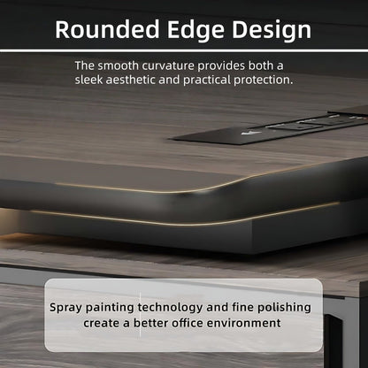 Aihm-Lon Corner Executive Desk with Thick Wooden Tabletop LED Light 78.7"-141.7"