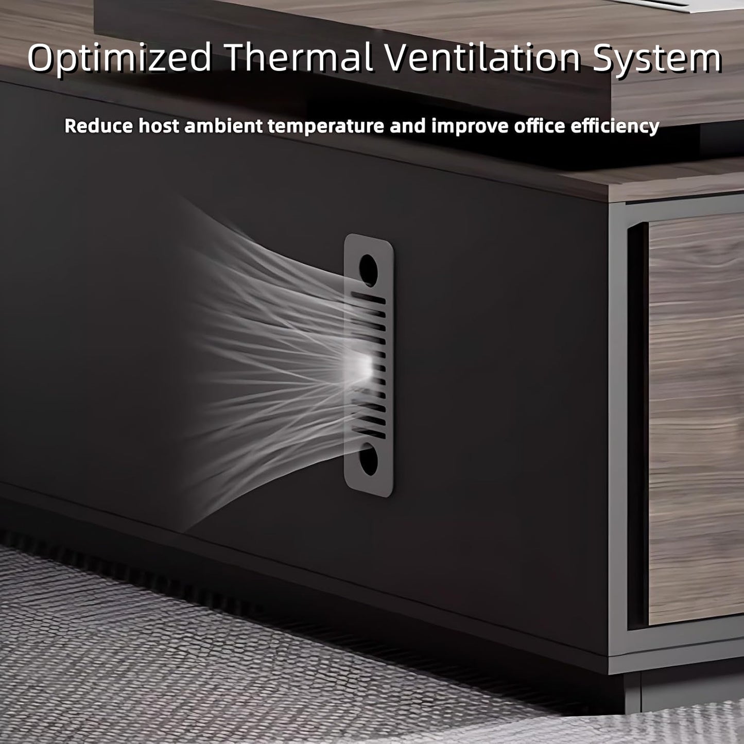 Aihm-Lon Corner Executive Desk with Thick Wooden Tabletop LED Light 78.7"-141.7"