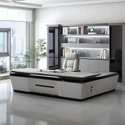 Aihm-Lon Futuristic Executive Desk with Simulated Floating Design 78.7"-141.7"