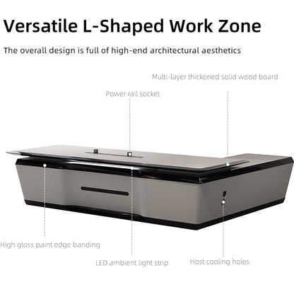 Aihm-Lon Futuristic Executive Desk with Simulated Floating Design 78.7"-141.7"