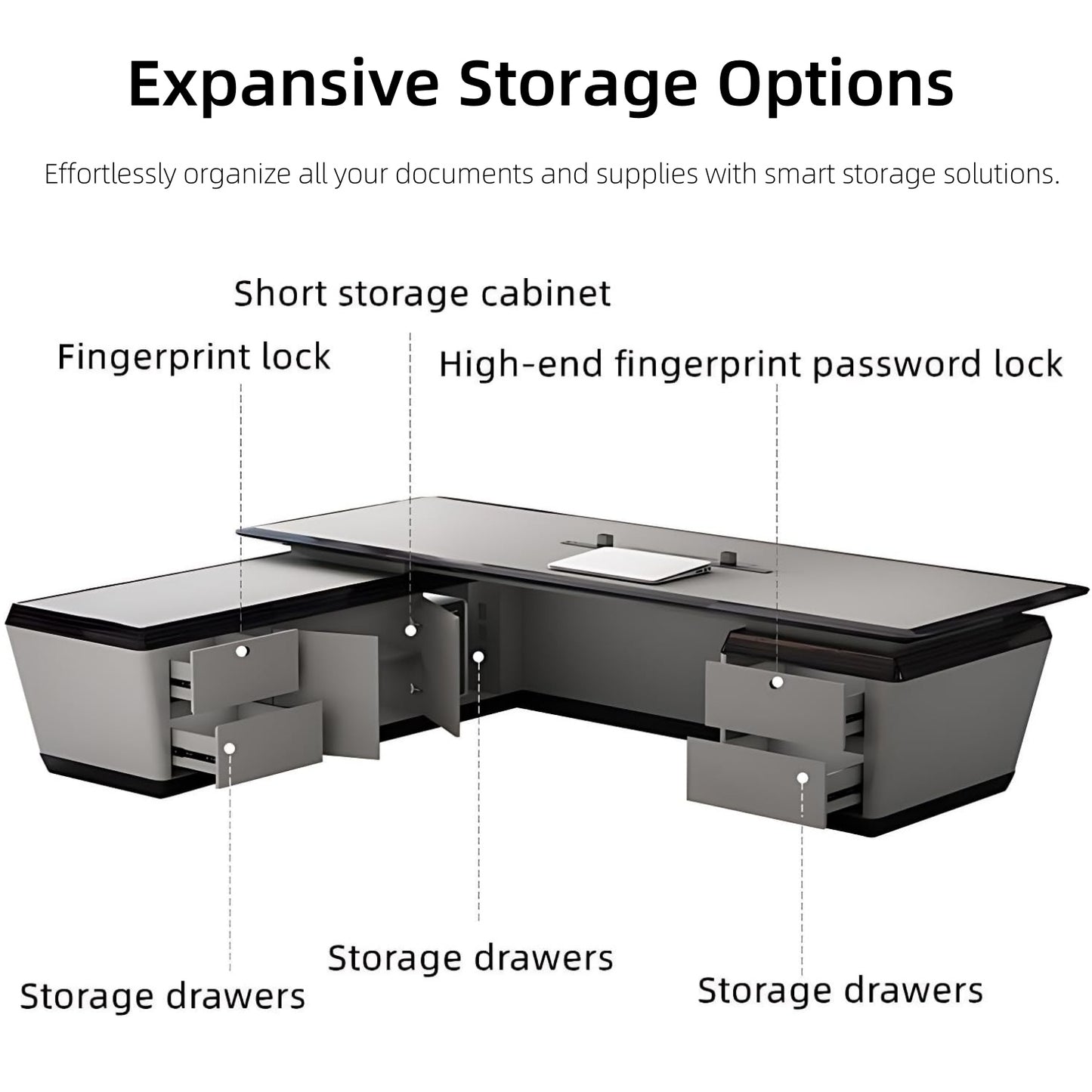Aihm-Lon Futuristic Executive Desk with Simulated Floating Design 78.7"-141.7"