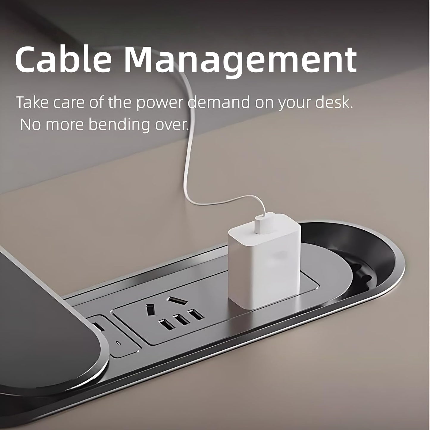 Aihm-Lon Cream Color Executive Desk with Fingerprint lock design 78.7"-141.7"