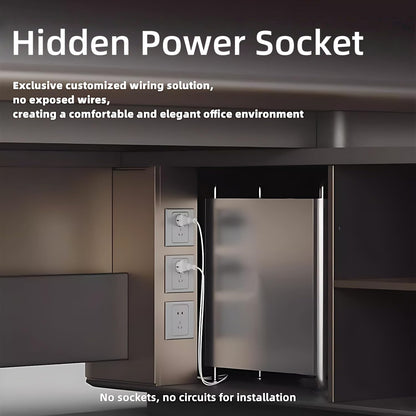 Aihm-Lon Cream Color Executive Desk with Fingerprint lock design 78.7"-141.7"