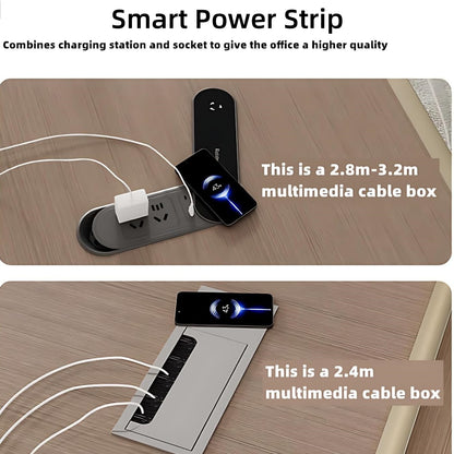 Aihm-Lon Beige Executive Desk with LED Minimalist Warm Wood Design 78.7"-141.7"