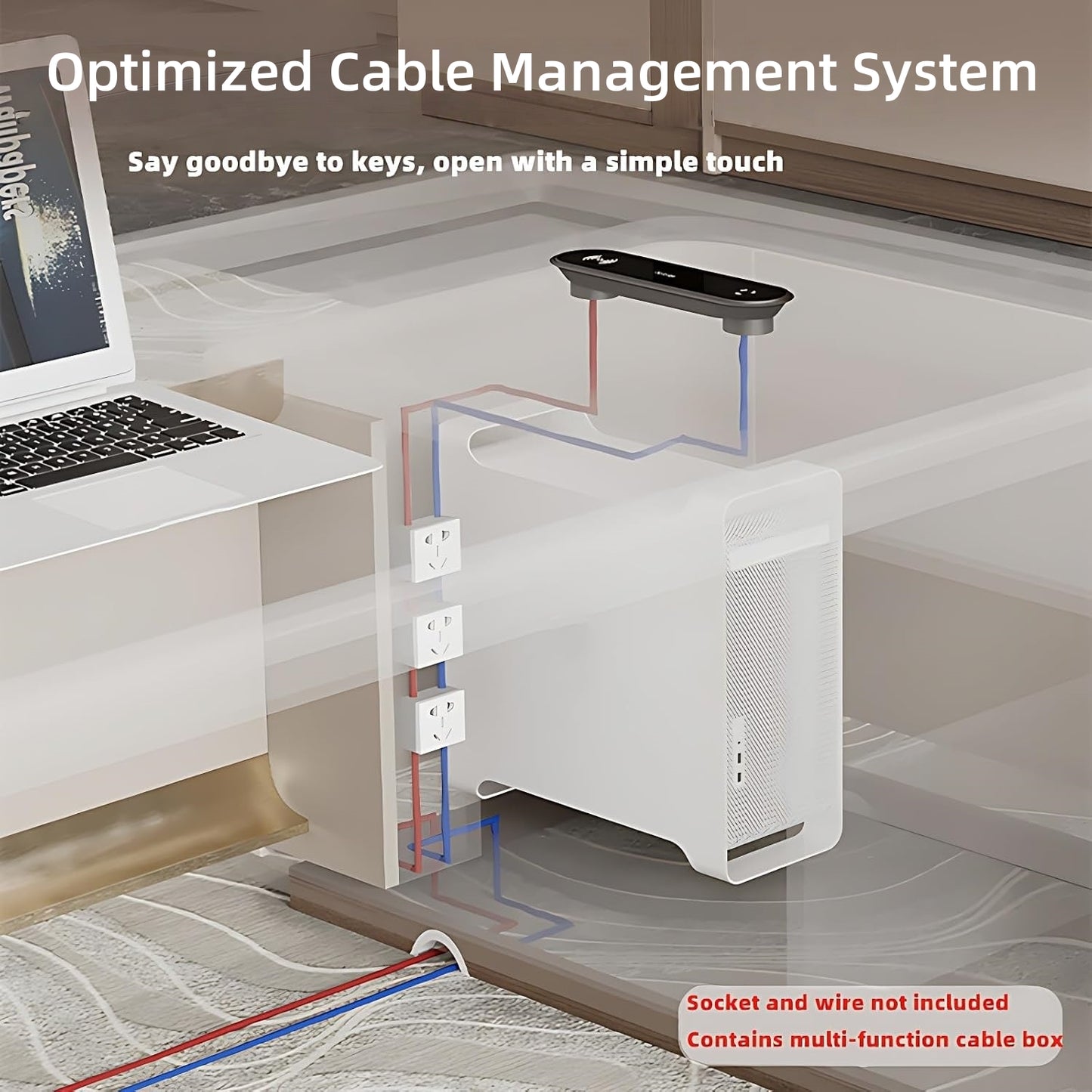 Aihm-Lon Beige Executive Desk with LED Minimalist Warm Wood Design 78.7"-141.7"