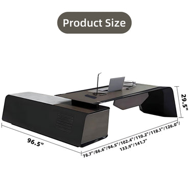 Aihm-Lon High-Grade Executive Desk with Asymmetrical Wood Table Leg 78.7"-141.7"