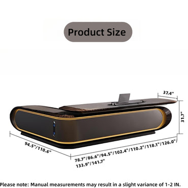 Aihm-Lon Trendy Executive Desk with Elegant Curved LED Light 78.7"-141.7"