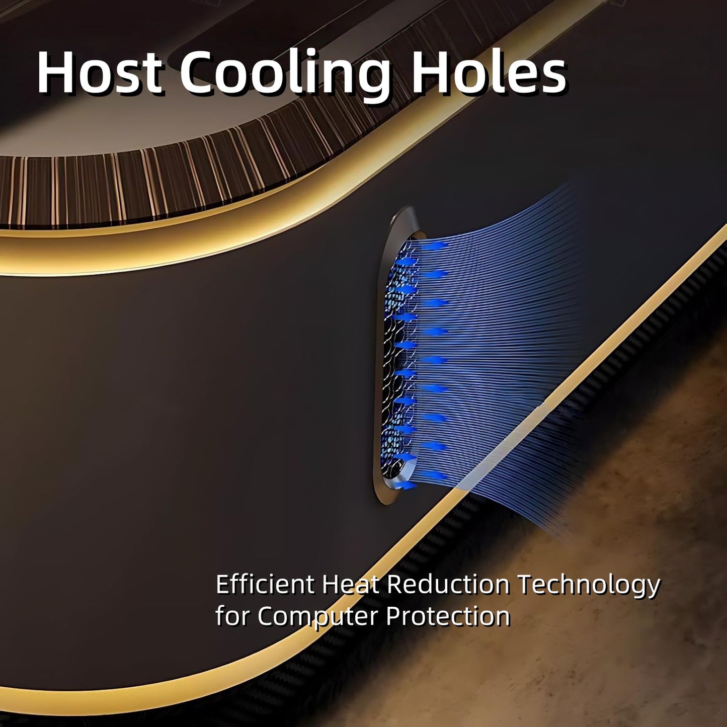 Aihm-Lon Trendy Executive Desk with Elegant Curved LED Light 78.7"-141.7"