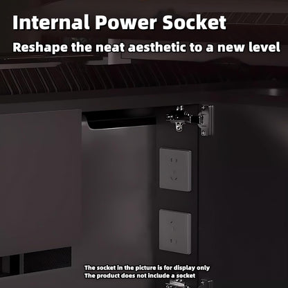 Aihm-Lon Trendy Executive Desk with Elegant Curved LED Light 78.7"-141.7"