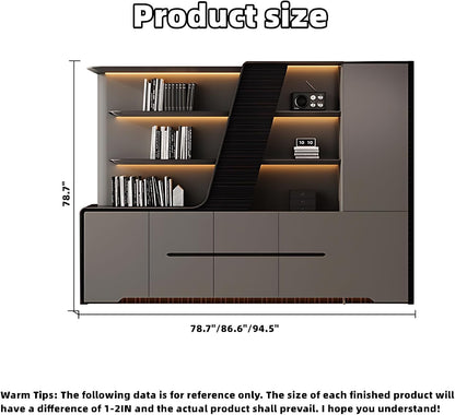 Aihm-Lon Trendy Executive Desk with Elegant Curved LED Light 78.7"-141.7"