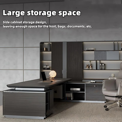 Aihm-Lon Executive Atmospheric l Shaped Desk with LED Light Strip 78.7"-141.7"