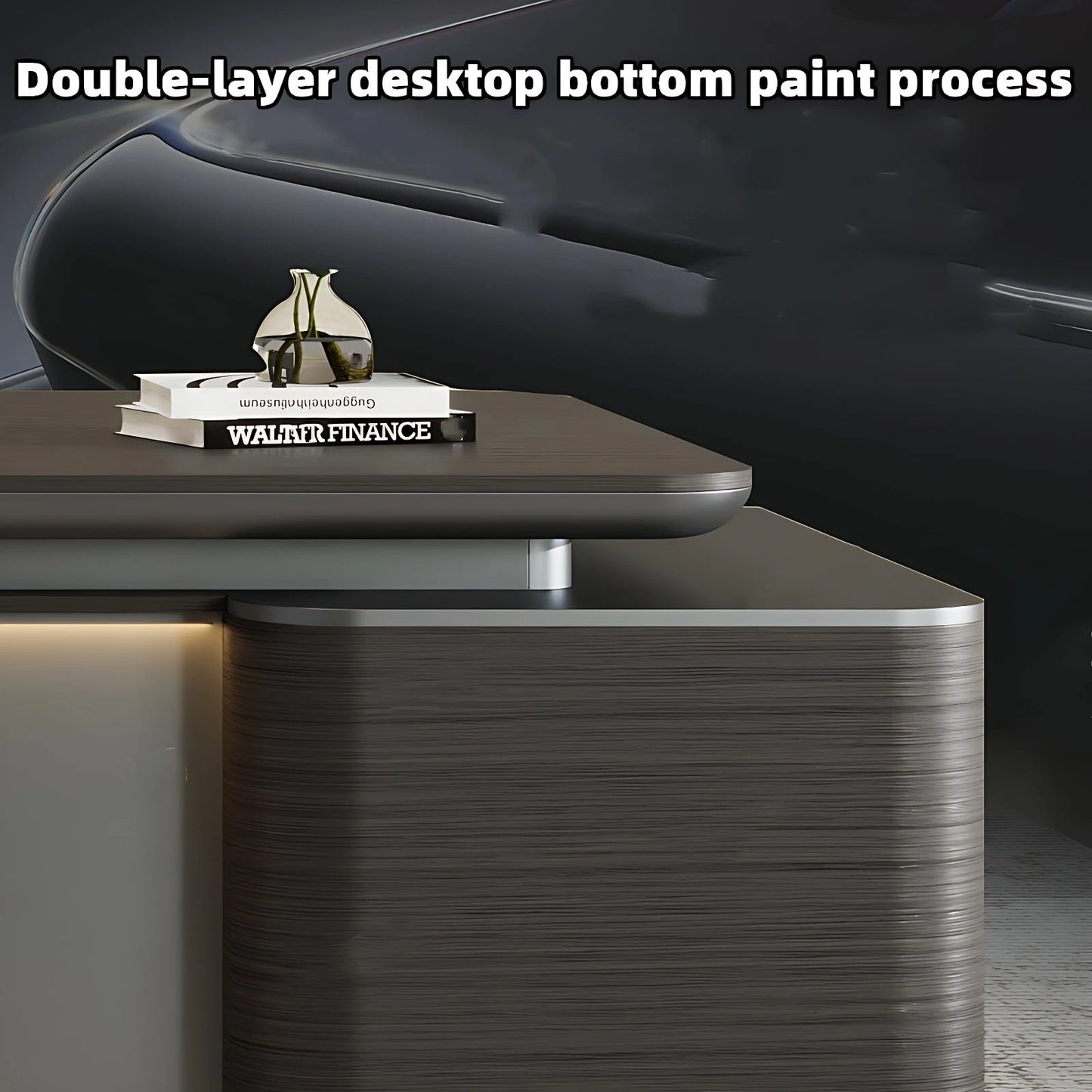 Aihm-Lon Executive Atmospheric l Shaped Desk with LED Light Strip 78.7"-141.7"