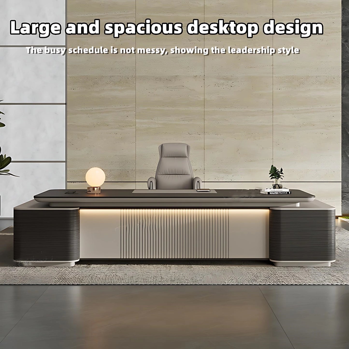 Aihm-Lon Executive Atmospheric l Shaped Desk with LED Light Strip 78.7"-141.7"