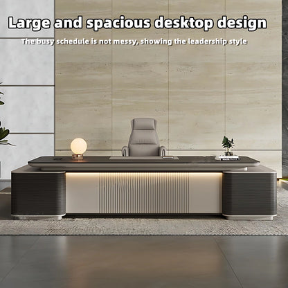 Aihm-Lon Executive Atmospheric l Shaped Desk with LED Light Strip 78.7"-141.7"