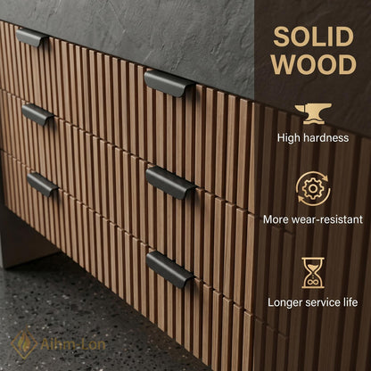 60''-96'' Double Bathroom Vanity with Sink Floating Dark Stone Top Slatted Doors