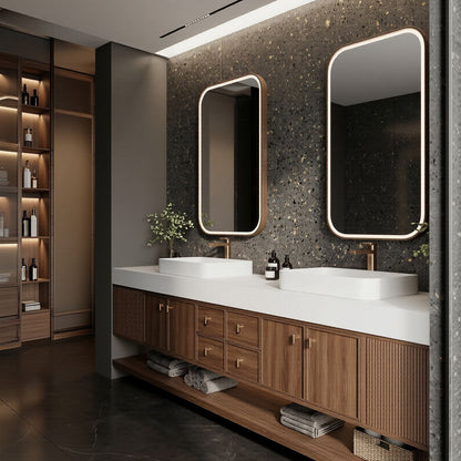 72''-96'' Modern Bathroom Vanity with Sink Double Sink Ribbed Front White Solid Top