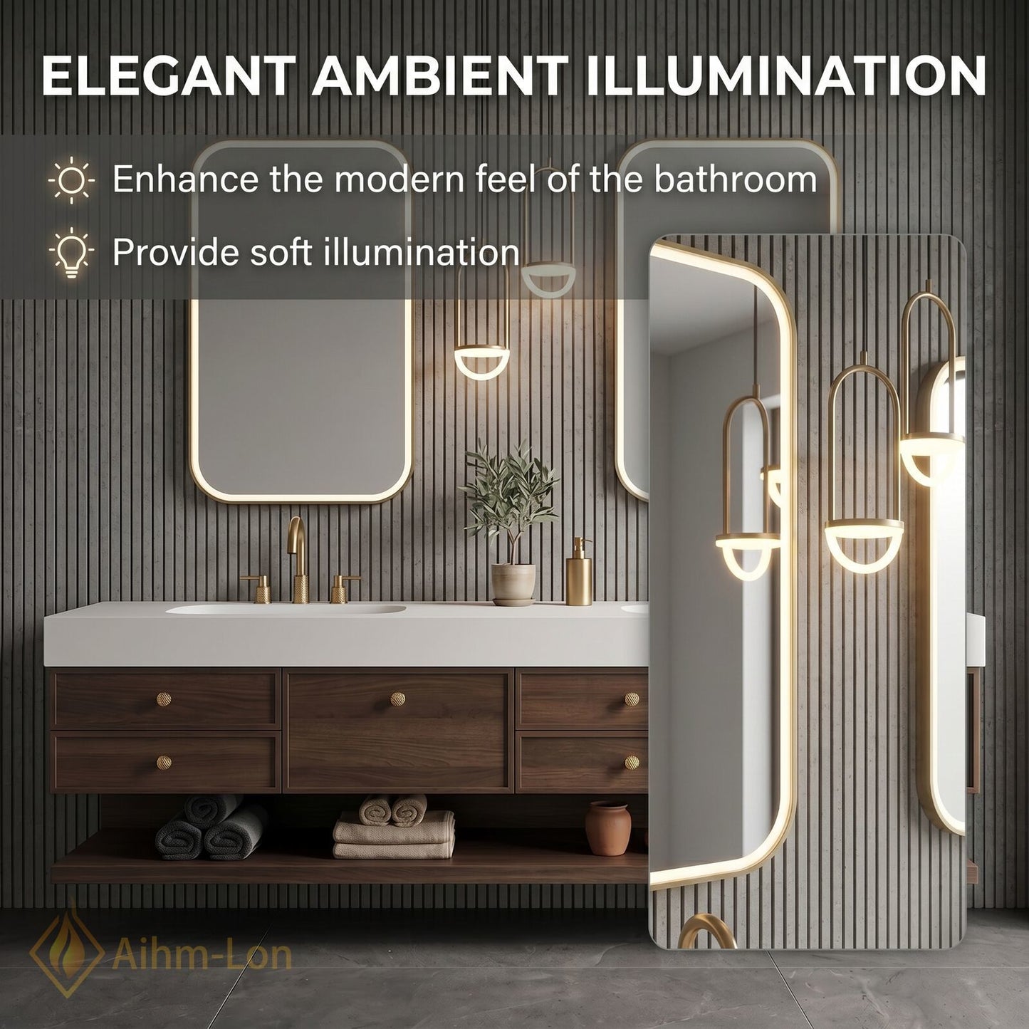70''-96'' Double Bathroom Vanity with Sink Floating Solid-Wood Elegant Wide Top Frameless
