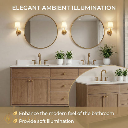70''-96'' Modern Bathroom Vanity with Sink Double Sink Solid Wood Legs Round Mirrors