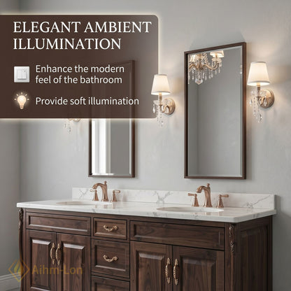 60''-96'' Classic Bathroom Vanity with Sink Dark Wood Carved Marble Brass Drawers