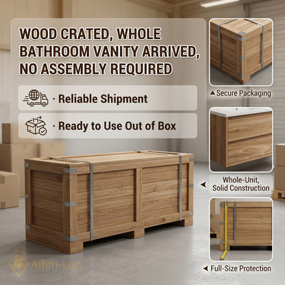 60''-96'' Modern Bathroom Vanity with Sink Floating Light Wood Undermount Deep Drawers