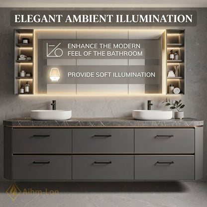 60''-96'' Floating Bathroom Vanity with Sink Wide Countertop Matte Grey Spacious Drawer