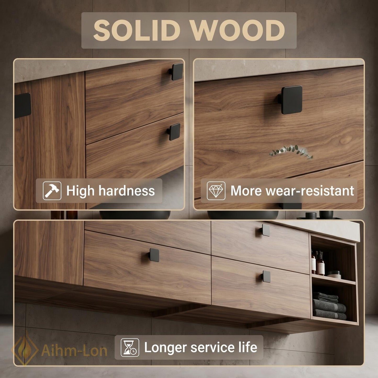 60''-96'' Double Bathroom Vanity with Sink Warm-Wood Modern Floating Slatted Open