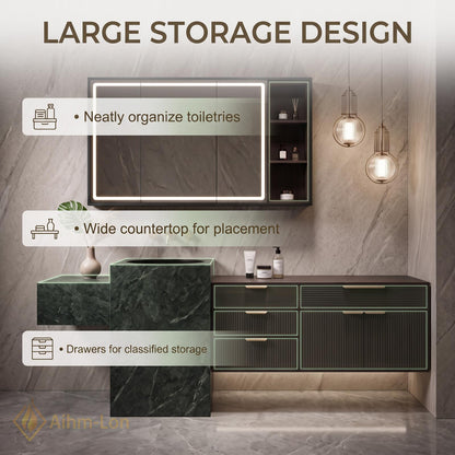 36''-110'' Bathroom Vanity with Sink Modern Green Sintered Stone Top
