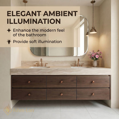 60''-96'' Modern Bathroom Vanity with Sink Floating Dark Walnut Clean Edge Six Drawers