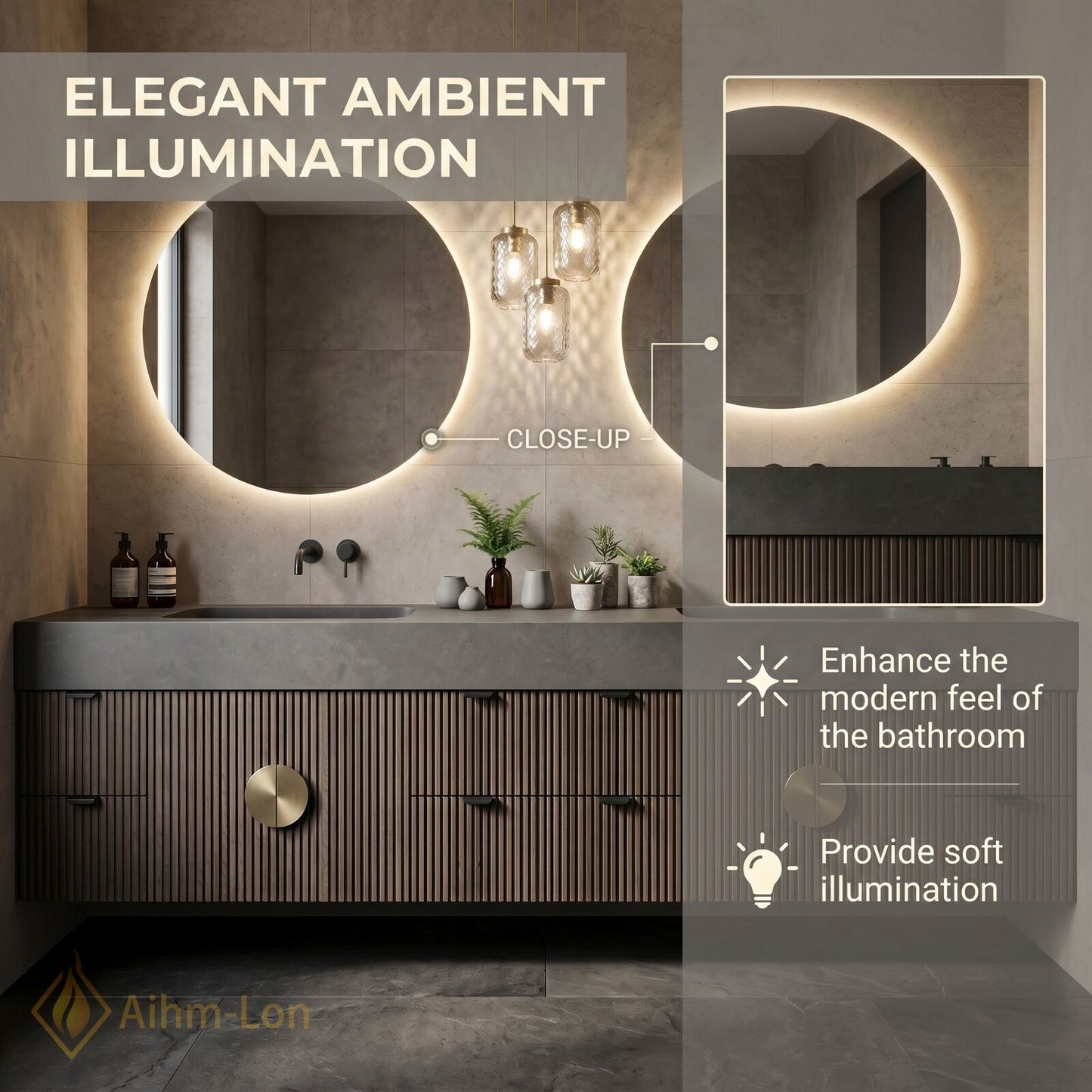 70''-96'' Double Bathroom Vanity with Sink Modern Slatted Vertical Panels Solid Brass