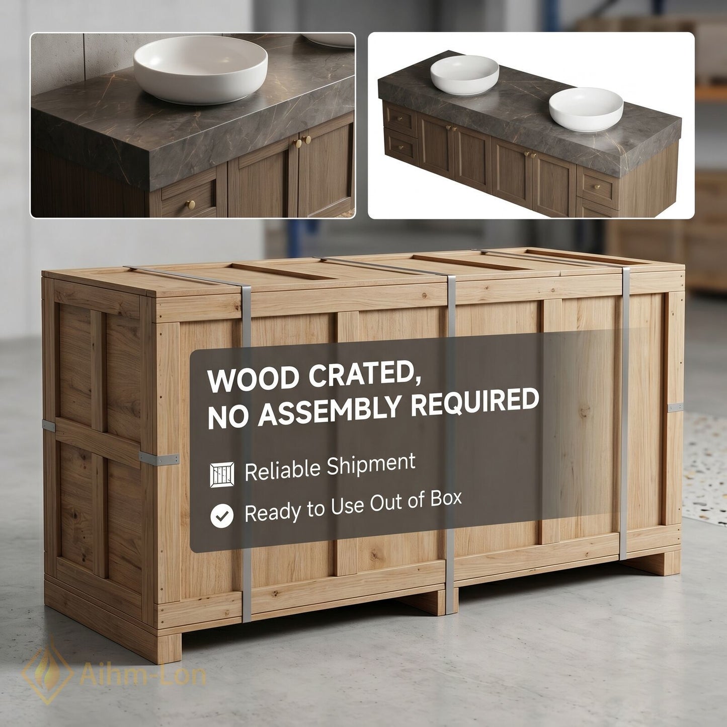 76''-96'' Double Bathroom Vanity with Sink Wall-Mounted Wall-Mount Modern Sleek Silhouette Dark