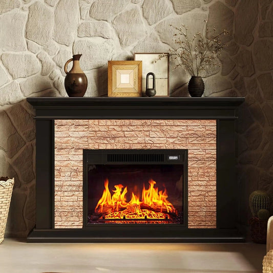 Aihm-Lon Rustic Electric Fireplace Includes Faux Stone Texture 47”