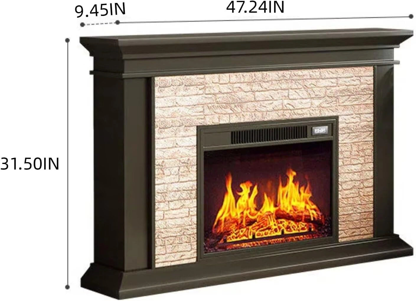 Aihm-Lon Rustic Electric Fireplace Includes Faux Stone Texture 47”