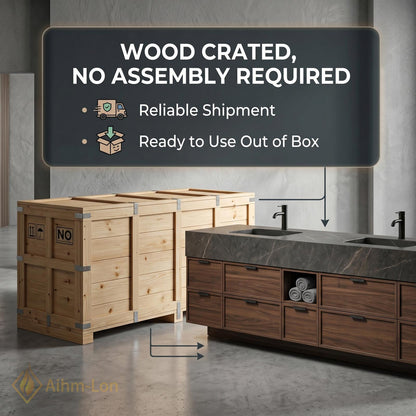 60''-96'' Double Bathroom Vanity with Sink Wall-Mounted Wood Grain Texture Deep Drawer
