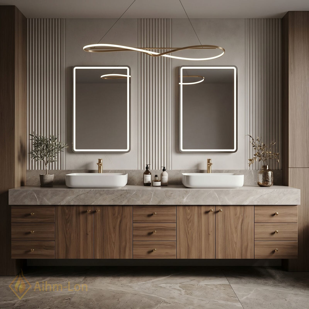 78''-96'' Double Bathroom Vanity with Sink Wide Marble Countertop Deep Drawers Storage