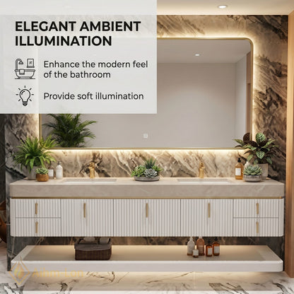 60''-96'' Bathroom Vanity with Sink Floating Storage Drawers Marble Top Double Smart