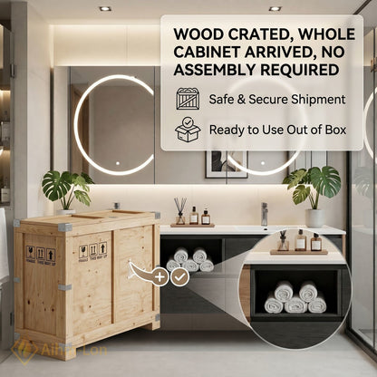 60''-96'' Floating Bathroom Vanity with Sink Double Sink Integrated Wood Texture Cabinet