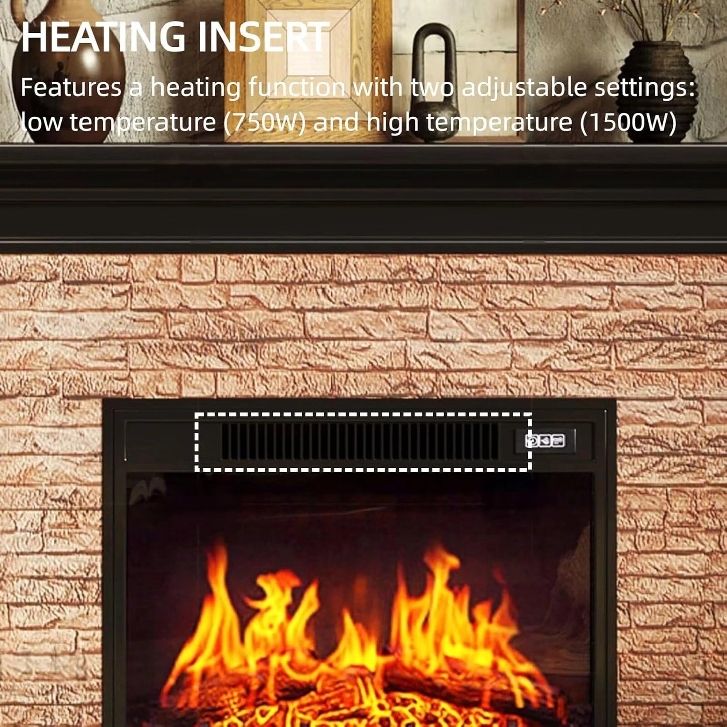 Aihm-Lon Rustic Electric Fireplace Includes Faux Stone Texture 47”