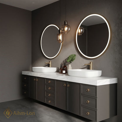 80''-96'' Double Bathroom Vanity with Sink Dark Finish Spacious Drawers Organized Storage