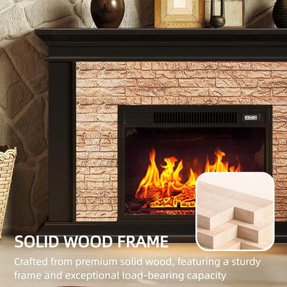 Aihm-Lon Rustic Electric Fireplace Includes Faux Stone Texture 47”