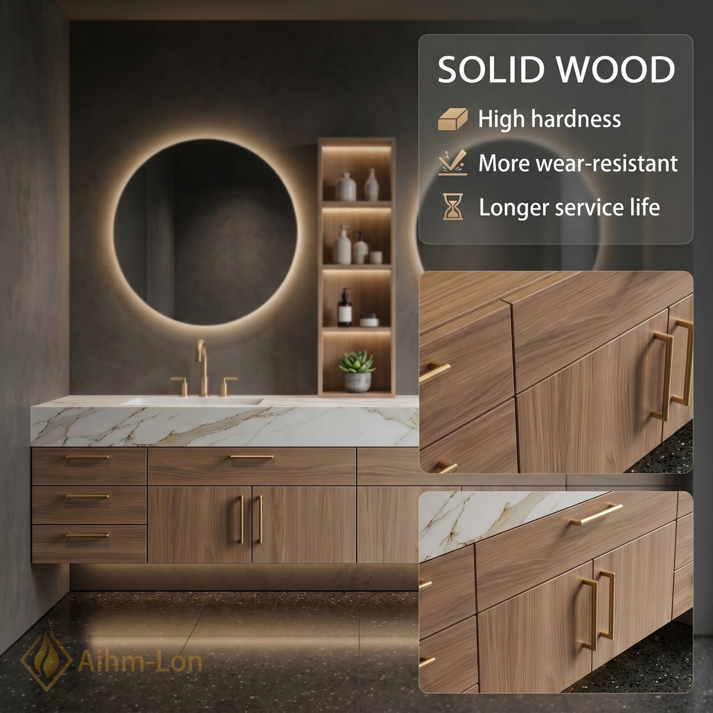78''-96'' Dual Bathroom Vanity with Sink White-Marble White Floating Wall-Mounted Wall-Mount Basins